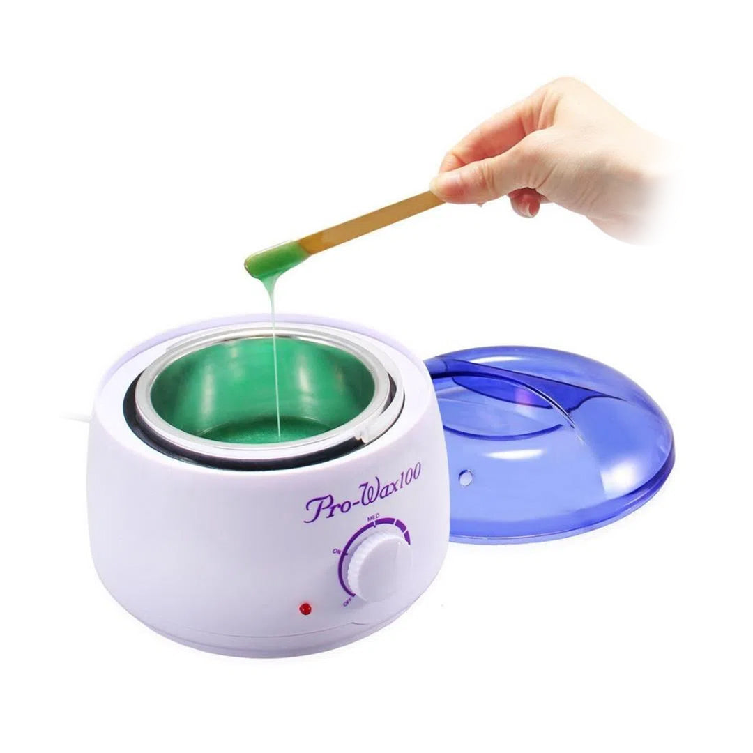 Olla Calentadora de Cera Depilatoria y Parafina Pro Wax 100 + Cera en perlas + Paletas aplicadoras