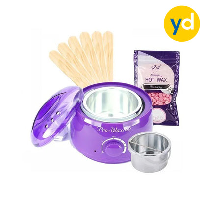 Olla Calentadora de Cera Depilatoria y Parafina Pro Wax 100 + Cera en perlas + Paletas aplicadoras